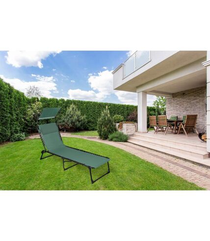 Lot de 2 bains de soleil avec parasol et coussin - Thé vert