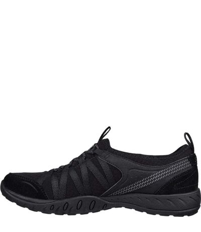 Womens/ladies breathe-easy rugged suede relaxed fit trainers black Skechers