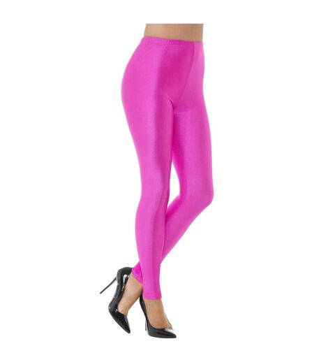 Womens/ladies 80s disco spandex leggings neon pink Smiffys