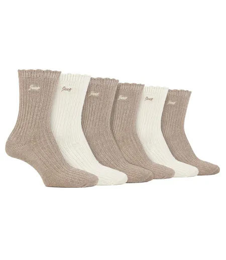 Lot de 6 jolies chaussettes festonnées en bambou pour femme