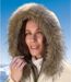 Women's Beige Padded Parka With Faux-Fur Hood