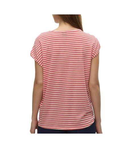 T-shirt blanc/rouge femme vero moda mava - m
