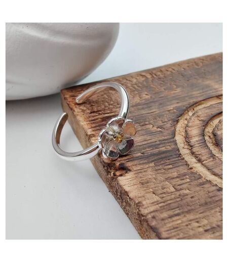 Dainty Silver Simple Stacking Sunflower Adjustable Daisy Ring