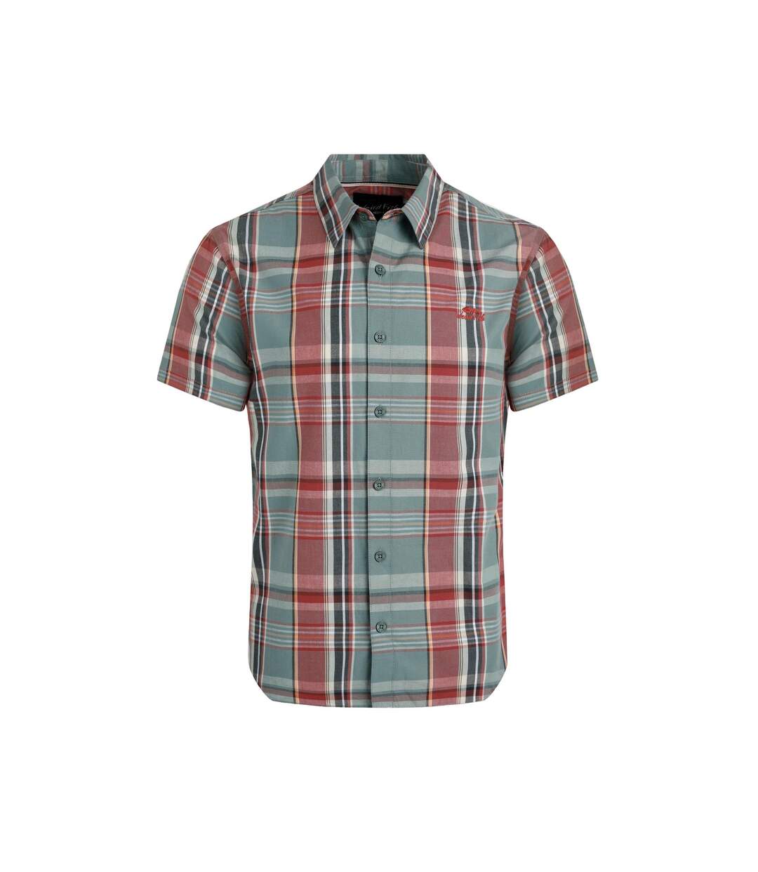 Mens judd checked organic cotton short-sleeved shirt mineral blue Weird Fish-1