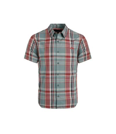 Mens judd checked organic cotton short-sleeved shirt mineral blue Weird Fish