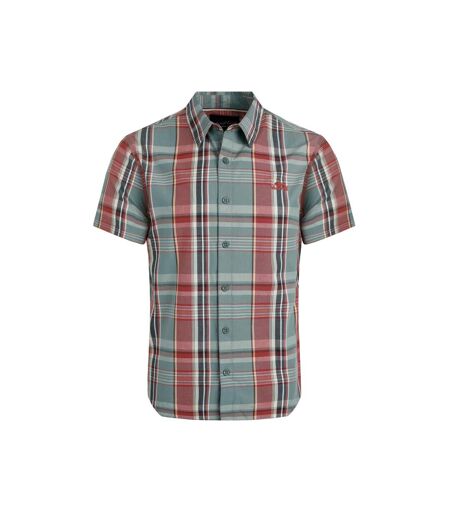 Mens judd checked organic cotton short-sleeved shirt mineral blue Weird Fish