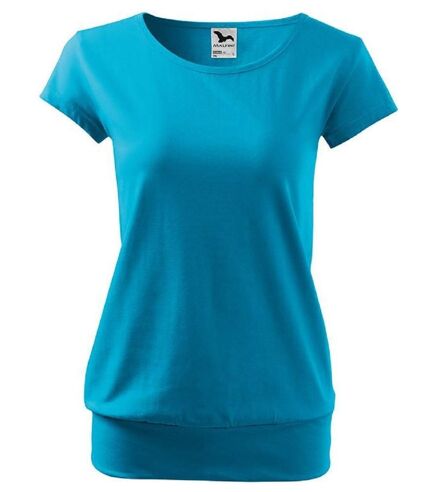 T-shirt style silhouette fluide - Femme - MF120 - bleu turquoise