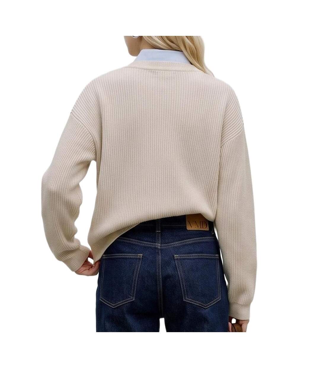 Pull beige femme vero moda gold lux-2