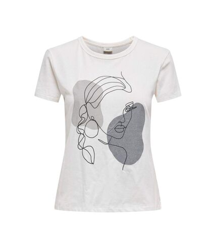 T-shirt Blanc/Gris Femme JDY Life - L