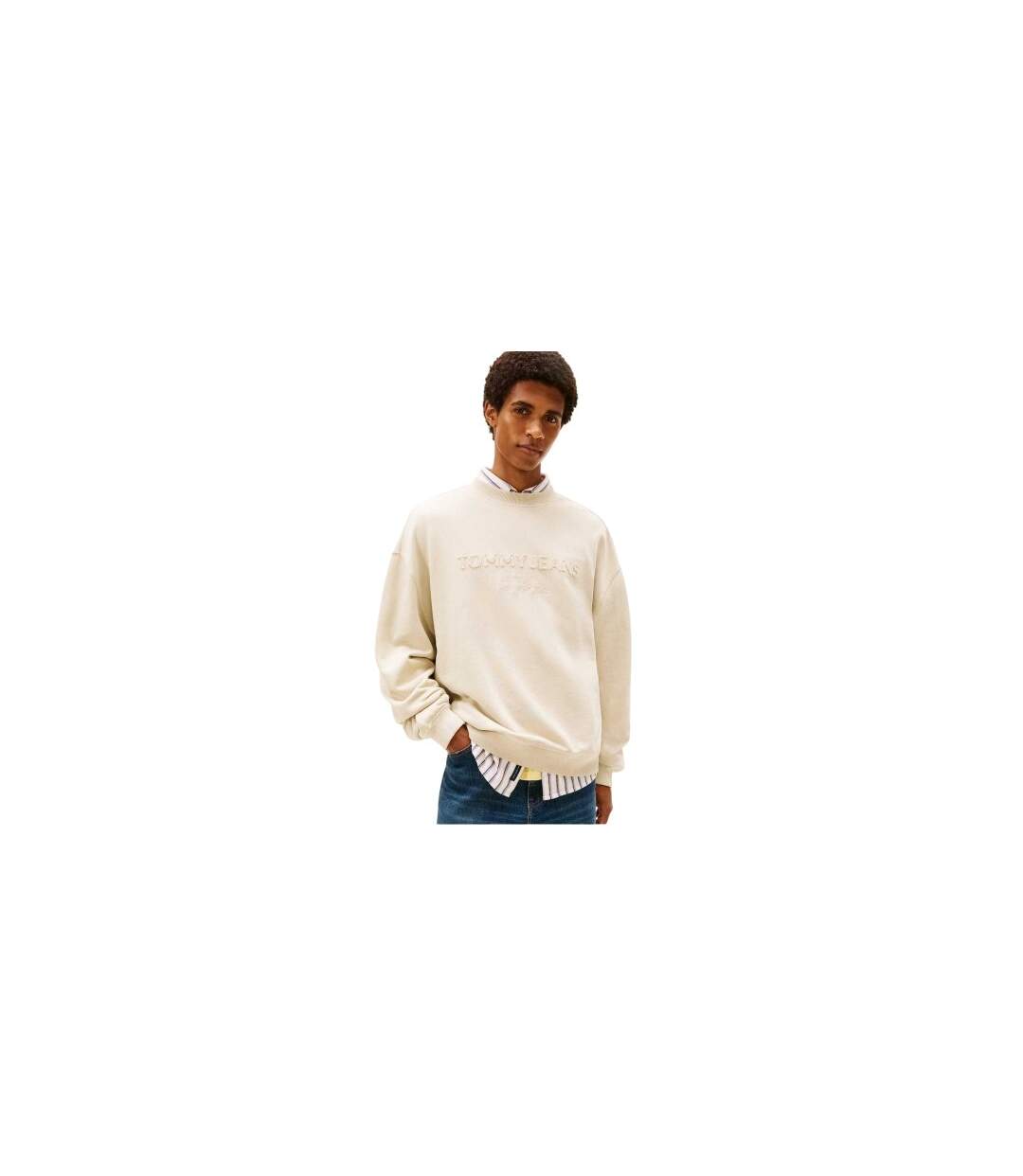 Mens Embroidered Logo Sweatshirt Sand Tommy Jeans-1