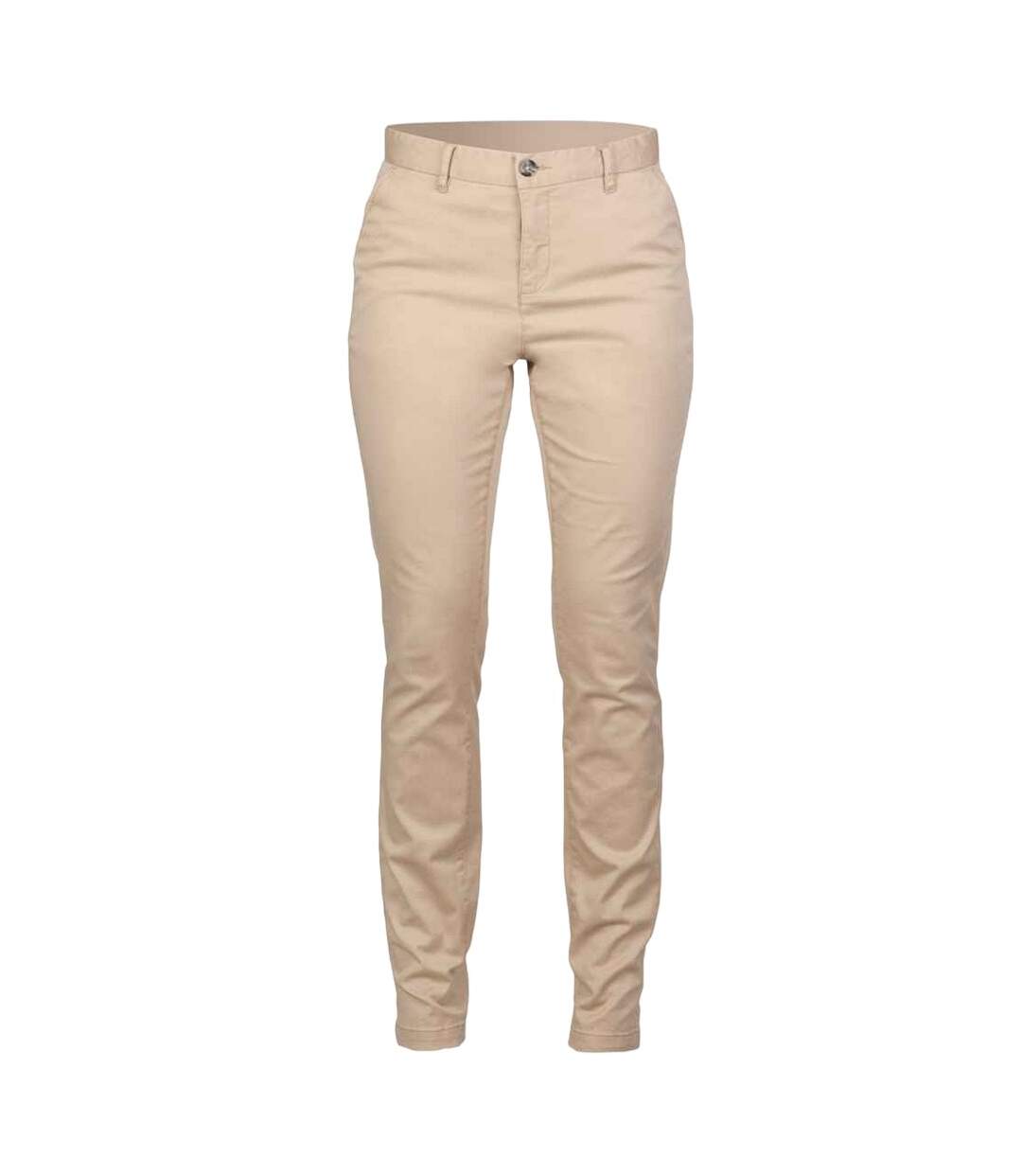 Womens/ladies Stretch Chinos Stone Front Row-1