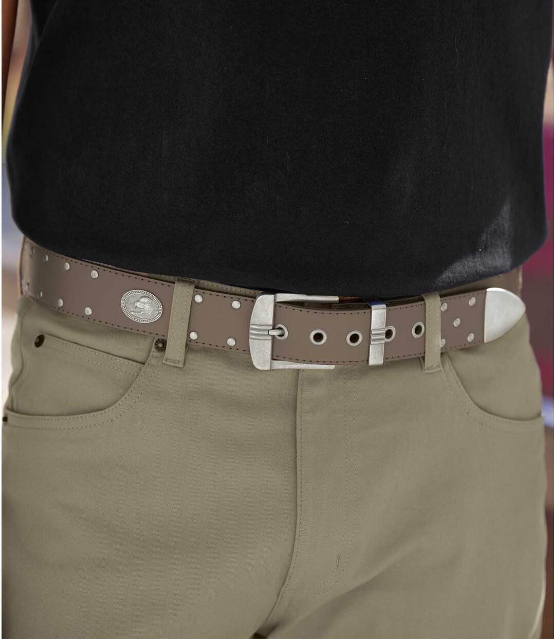 Men's Split Leather Belt - Taupe Atlas For Men