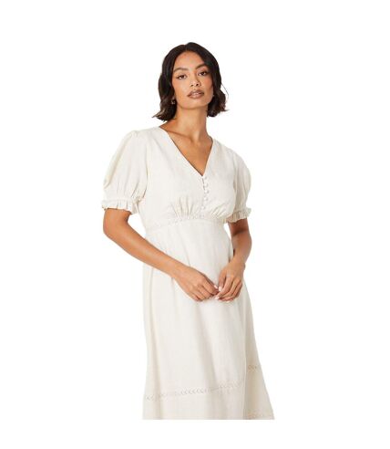 Womens/ladies broderie button front midi dress ivory Dorothy Perkins