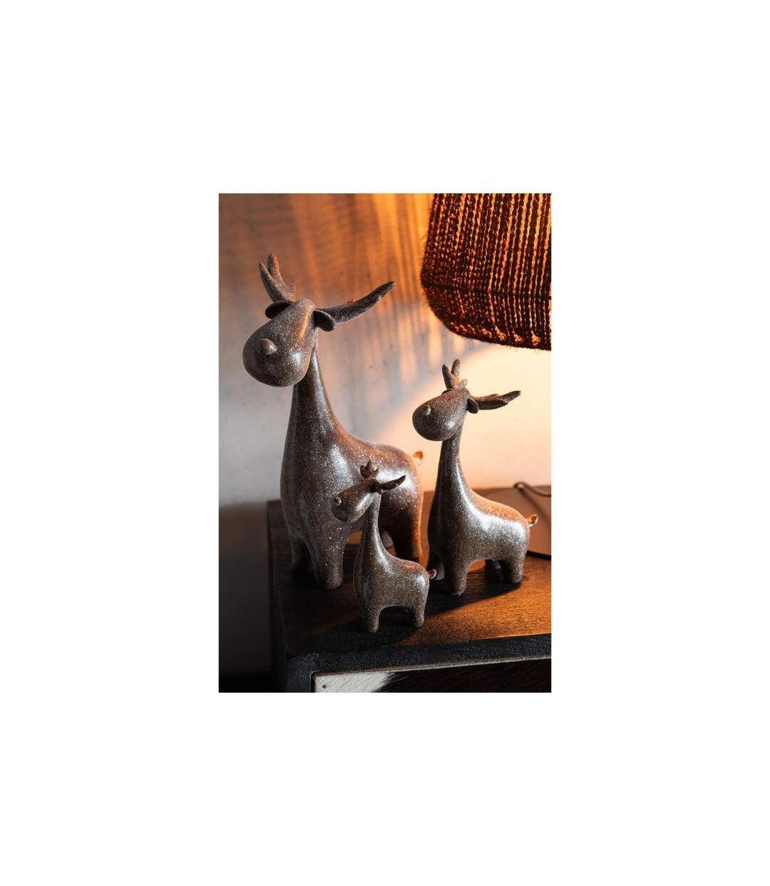 Lot de 3 Cerfs Déco Paillettes 25cm Marron-2
