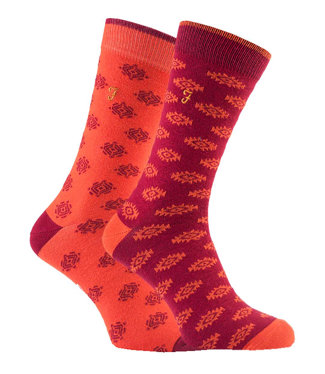 Farah - 2 Paires Chaussettes Luxe Coton Rétro Homme Motifs Funky-1