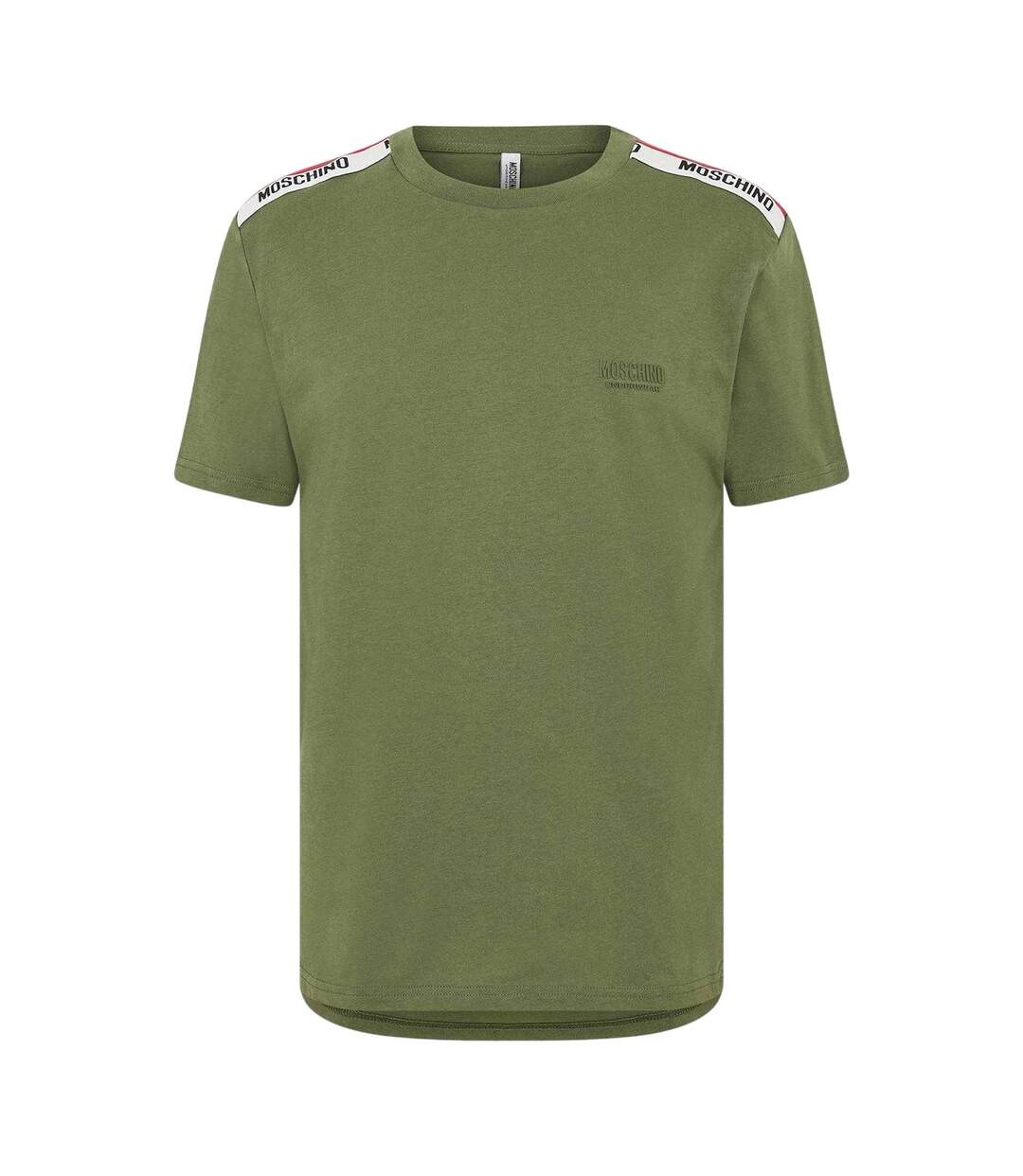 Mens Tape Taped Shoulders T-shirt Green Moschino-2