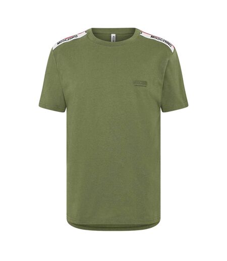 Mens Tape Taped Shoulders T-shirt Green Moschino
