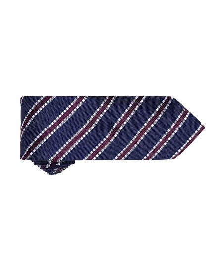 Mens stripe waffle tie one size navy/aubergine Premier