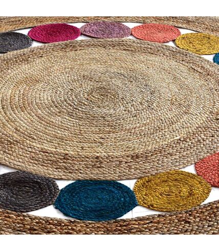 Tapis rond fait à la main en jute motif géométrique RONDA