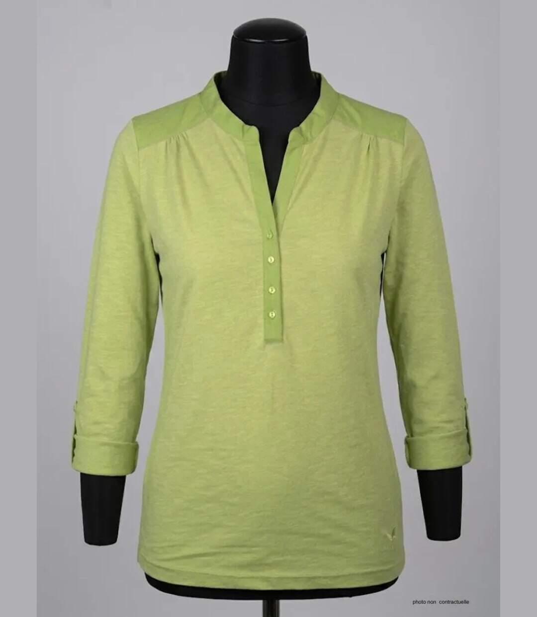 Tee-shirt MAYFLOWER DIMAGO3 manches longues : le style bi-matière vert anis-3