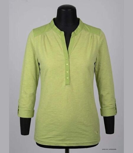 Tee-shirt MAYFLOWER DIMAGO3 manches longues : le style bi-matière vert anis