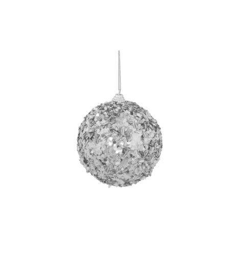 Maxi sequin bauble 10cm silver Davies Products