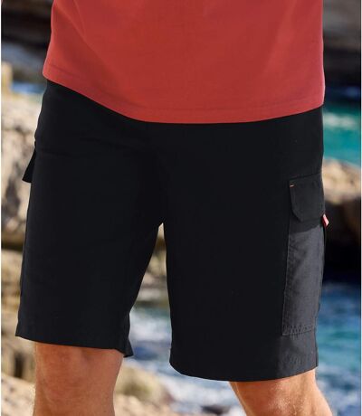 Men's Black Microfibre Cargo Shorts