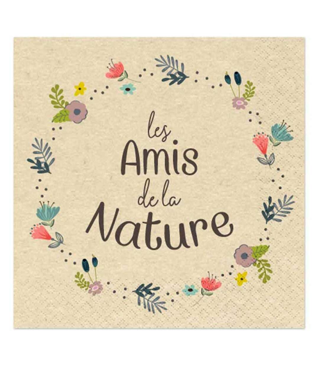 Lot de 20 Serviettes en Papier Amis Nature 33x33cm Naturel-1
