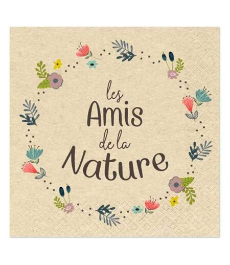 Lot de 20 Serviettes en Papier Amis Nature 33x33cm Naturel