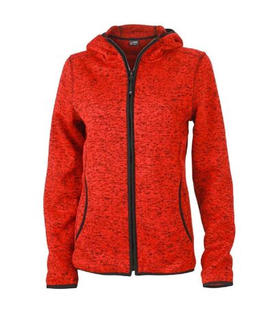 Veste tricot polaire à capuche FEMME- JN588 - rouge chiné