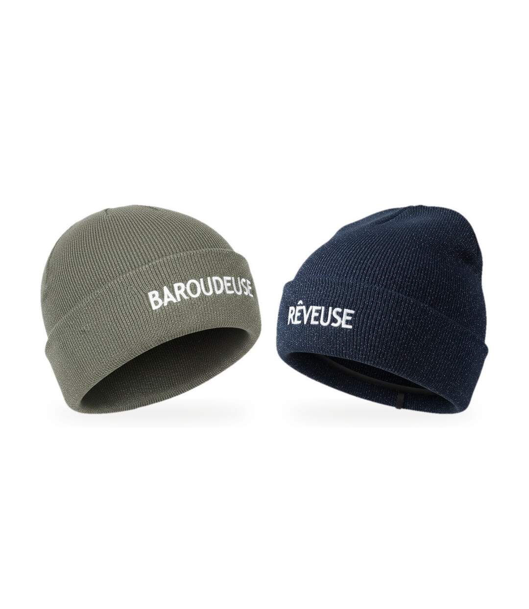 OZABI Bonnets Femme Fil Lurex Pailleté Message Brodé - Pack de 2 (Lot)-1