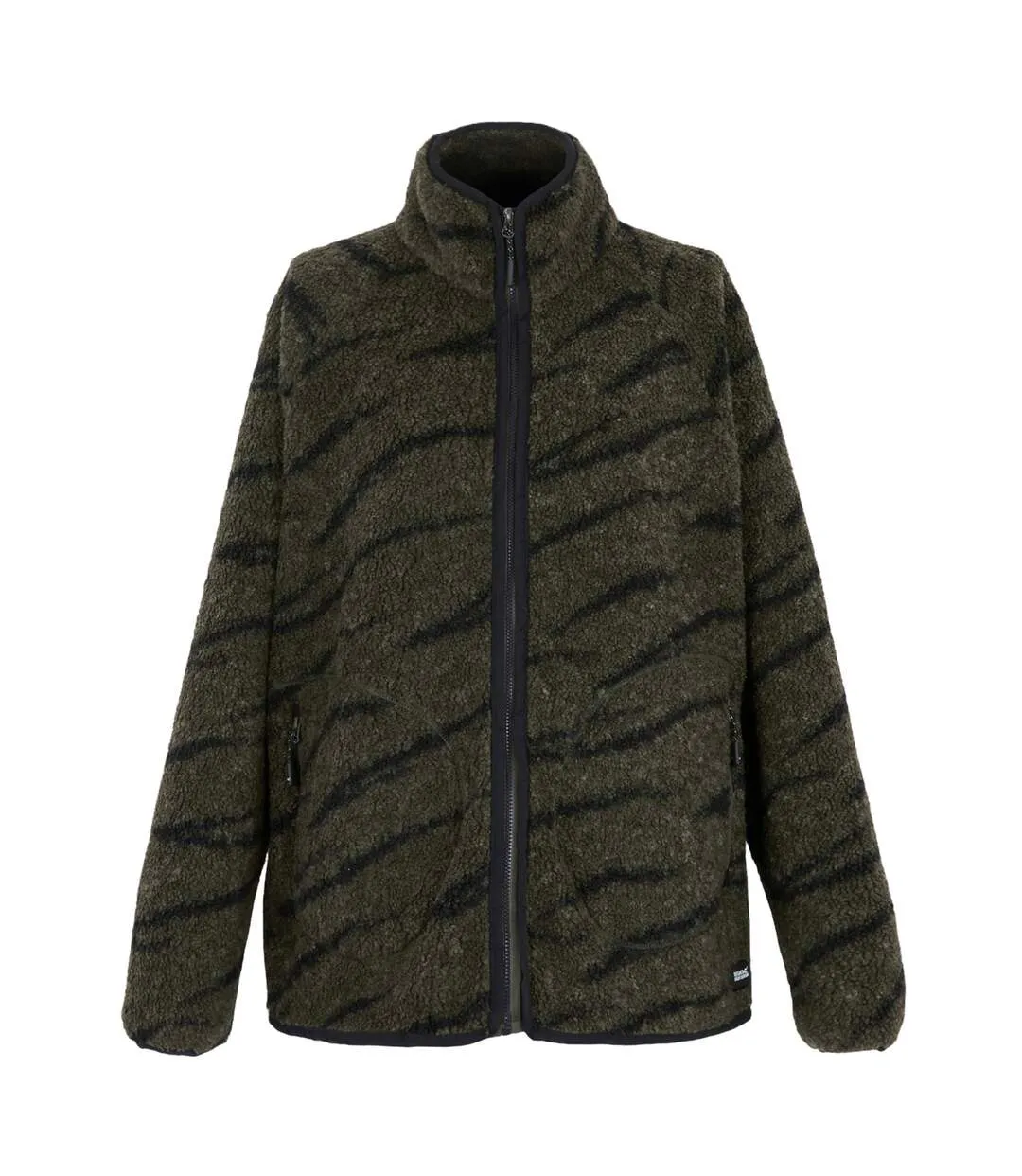 Womens/ladies Frankie Borg Full Zip Fleece Jacket Khaki Green Black Regatta-1