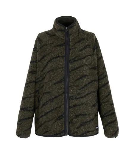 Womens/ladies Frankie Borg Full Zip Fleece Jacket Khaki Green Black Regatta