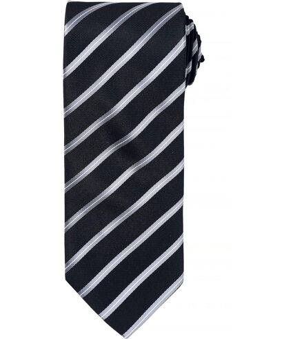 Cravate rayée sport - PR784 - noir et gris