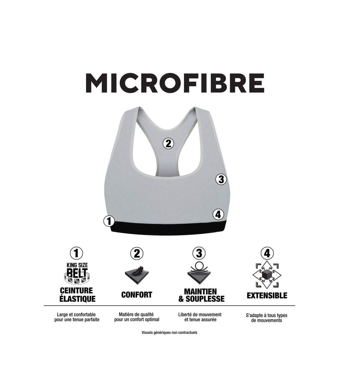 Lot de 3 brassières femme en polyamide unie modèle Actif Pierre Cardin-2