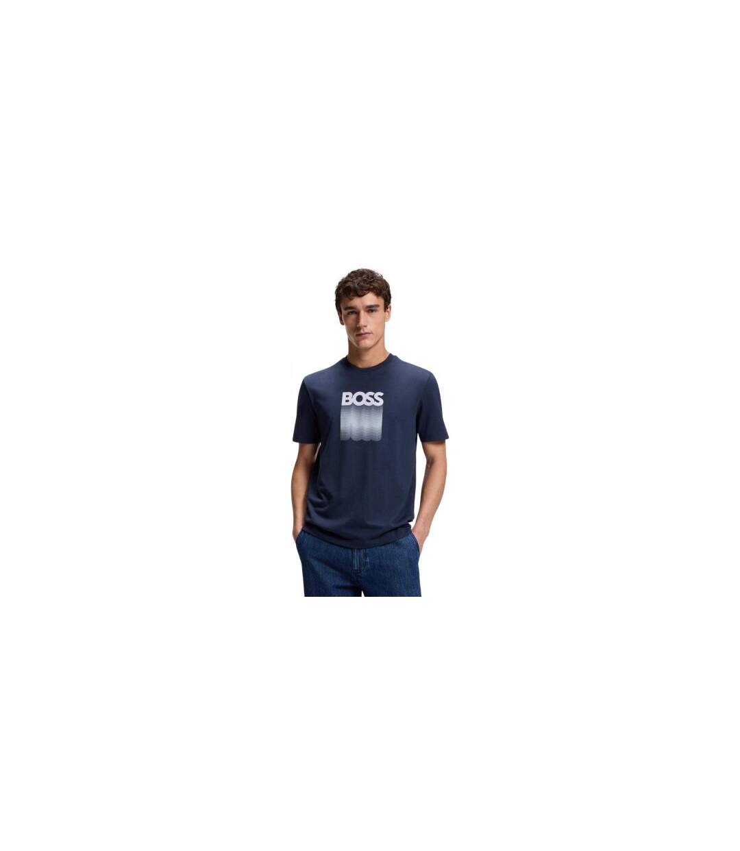 Mens Insignia Logo T-shirt Open Blue Boss-1
