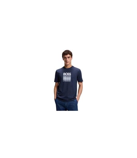 Mens Insignia Logo T-shirt Open Blue Boss