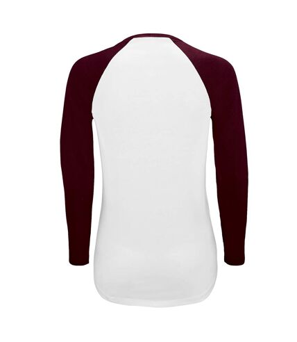 SOLS Womens/Ladies Milky Contrast Long Sleeve T-Shirt (White/Burgundy) - UTPC3514