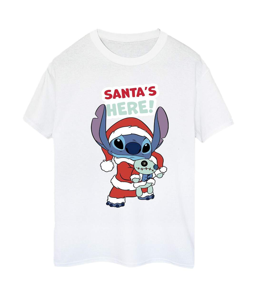 Disney Womens/Ladies Lilo & Stitch Santa's Here - T-shirt boyfriend en coton (Blanc) - UTBI30565-1
