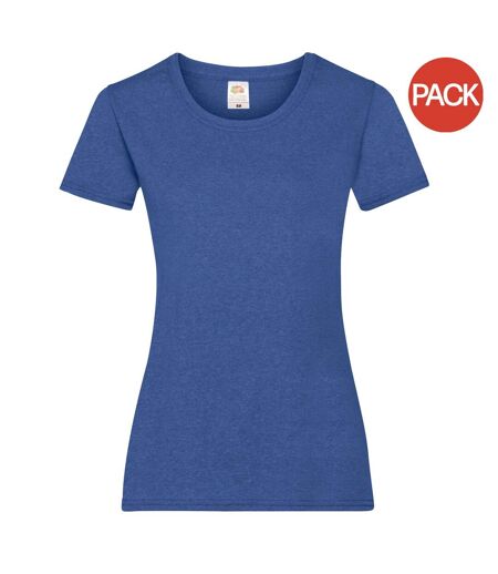 Ladies/womens lady-fit valueweight short sleeve t-shirt pack retro heather royal Fruit of the Loom