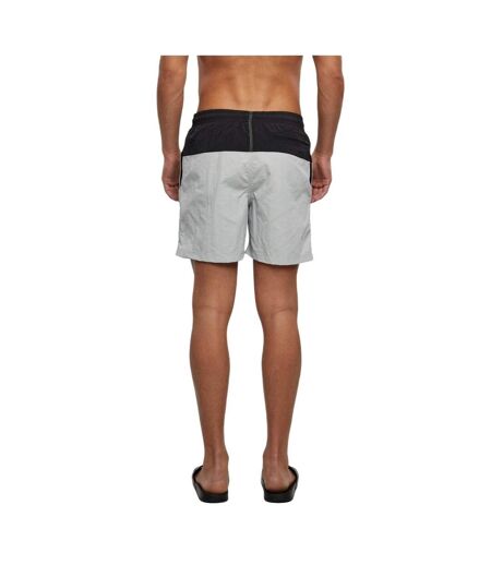 Mens Block Swim Shorts Light Asphalt Black Urban Classics
