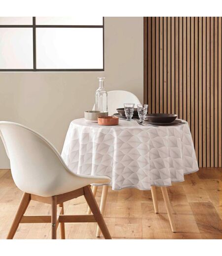 Nappe Ronde Antitache Imprimé Kalini 180cm Naturel