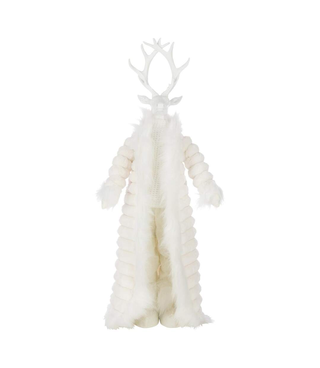 Statue Cerf Debout Manteau 92cm Blanc-1