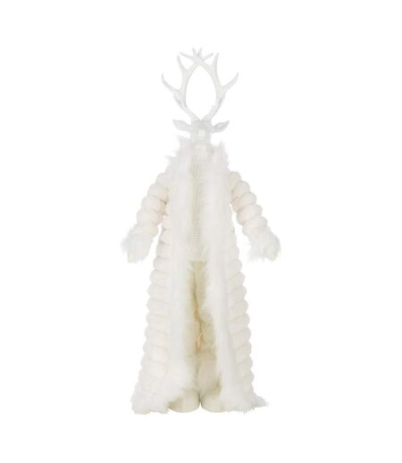 Statue Cerf Debout Manteau 92cm Blanc