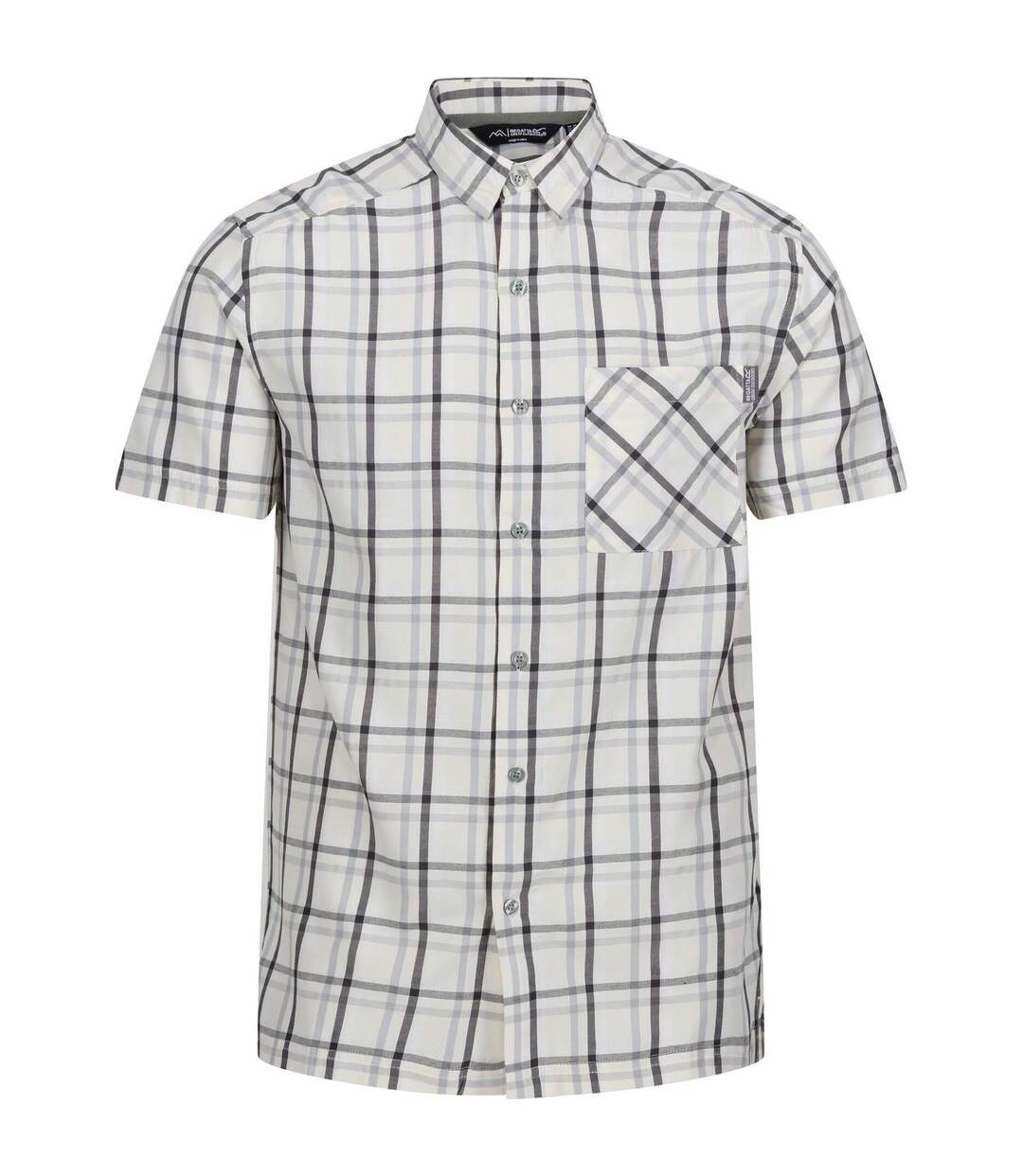 Mens Mindano Viii Checked Short-sleeved Shirt Silver Grey Ash White Marshmallow Regatta-2