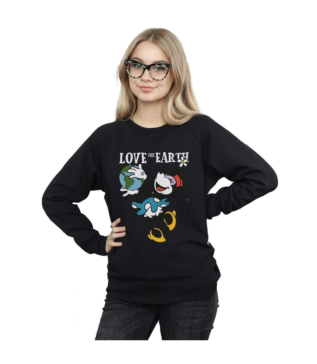 Disney Sweatshirt Femme/Ladies Mickey Mouse Love The Earth (Noir) - UTBI27477-2