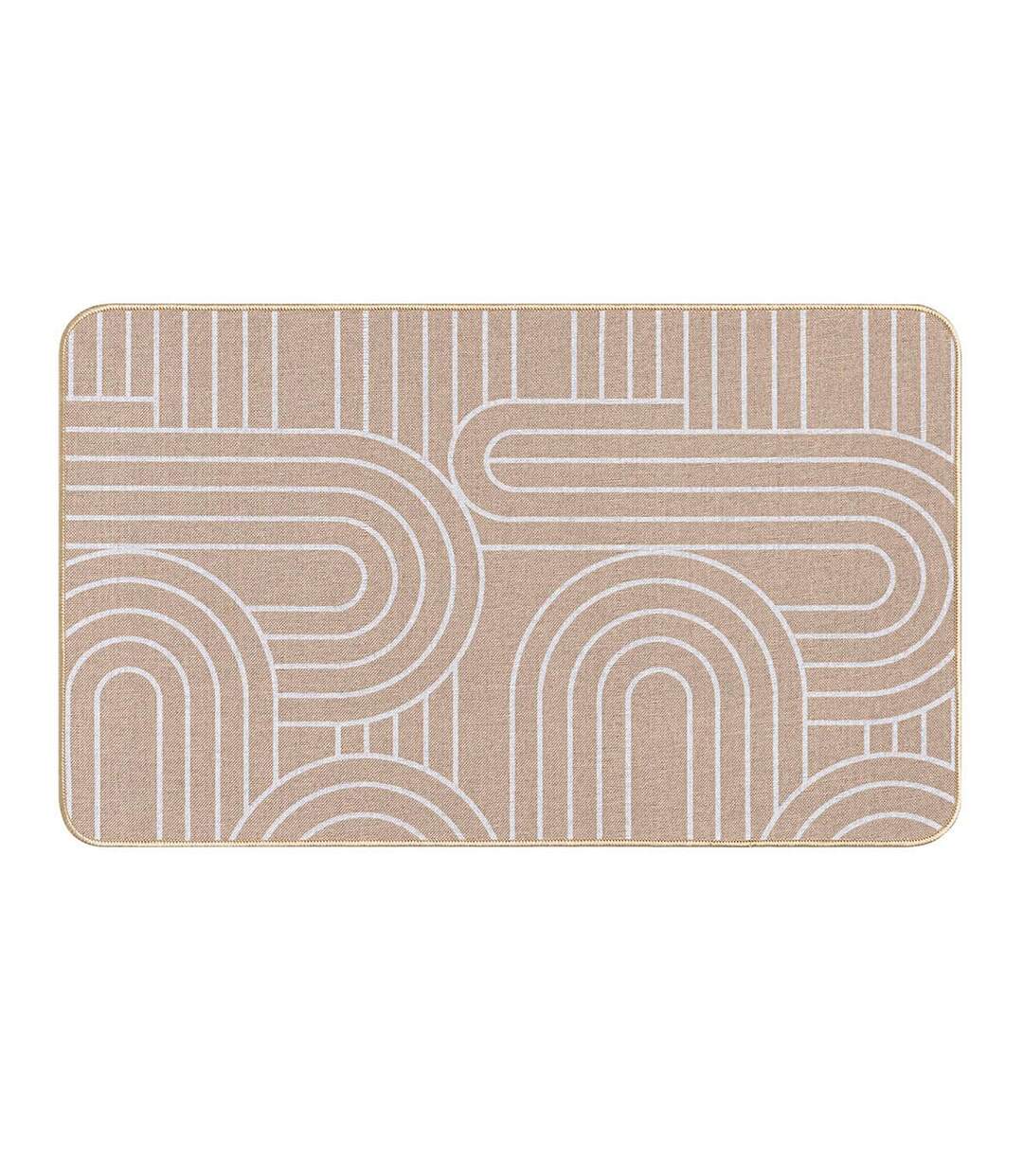 Tapis Déco Imprimé Modul 45x75cm Naturel & Blanc-1