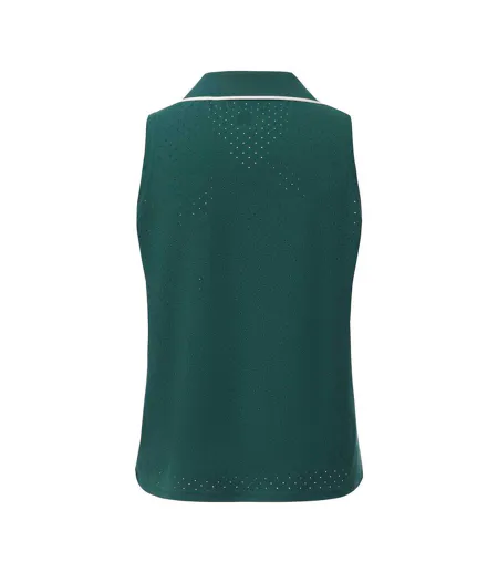 Womens/ladies Sleeveless Polo Shirt Green Slazenger