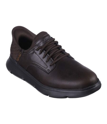 Mens Garza Gervin Leather Oxford Shoes Chocolate Skechers