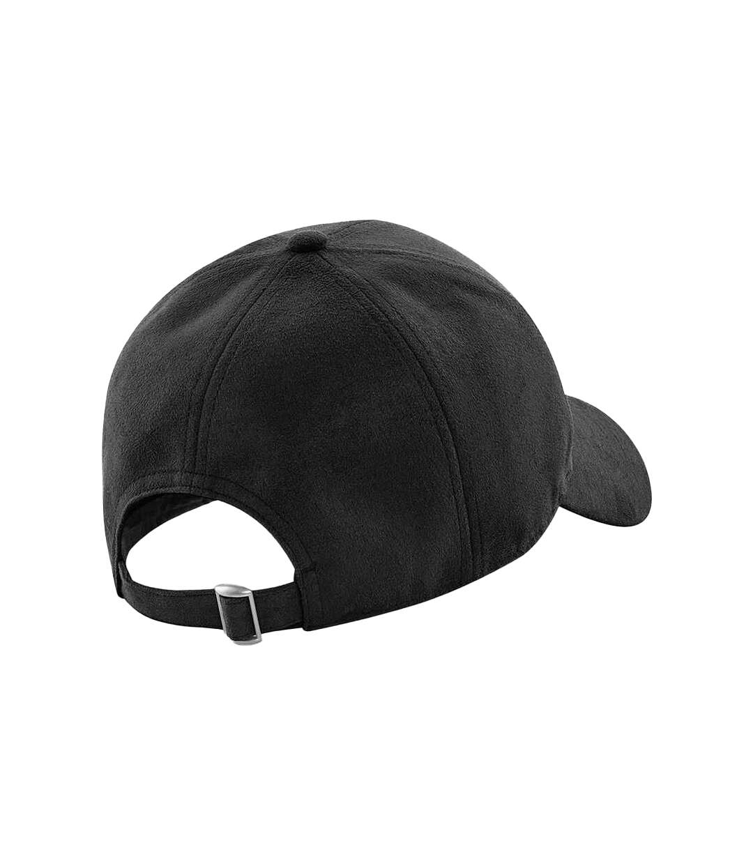 Unisex adult 6 panel faux suede cap black Beechfield-2